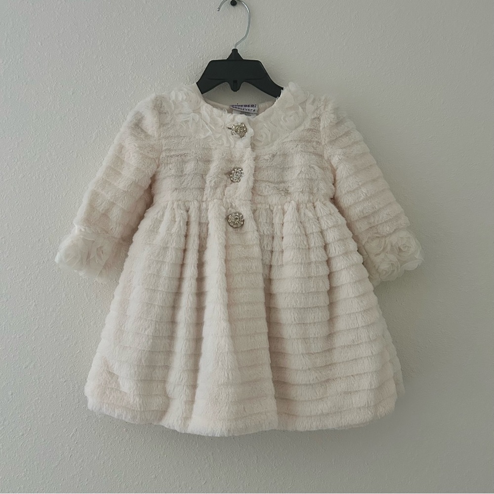 Blueberi Boulevard Ivory Textured Kids Dress